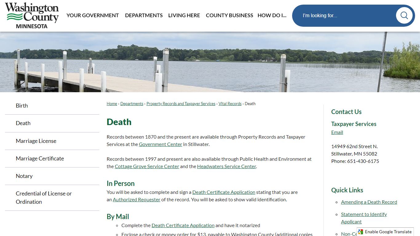 Death | Washington County, MN - Official Website
